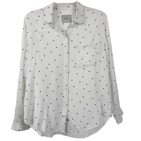Rails Tops - Rails Rocsi White Flocked Mini Stars Moon Preppy Lightweight Casual Office Top S